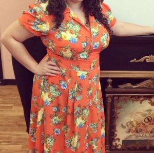 Bernie Dexter Orange Floral Dress with Slip Dress